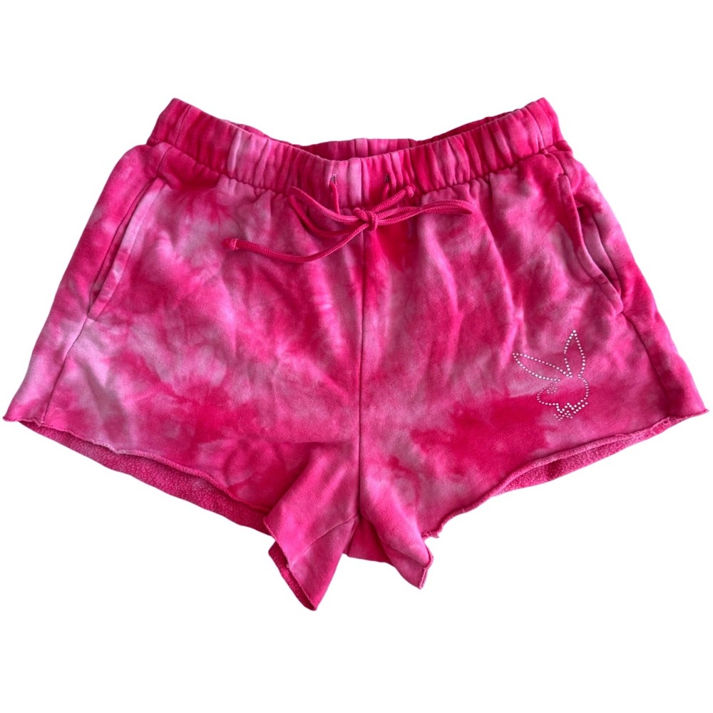 Playboy Shorts x PacSun Pink Tie Dye Rhinestone Bunny Sweat Shorts Y2K XS